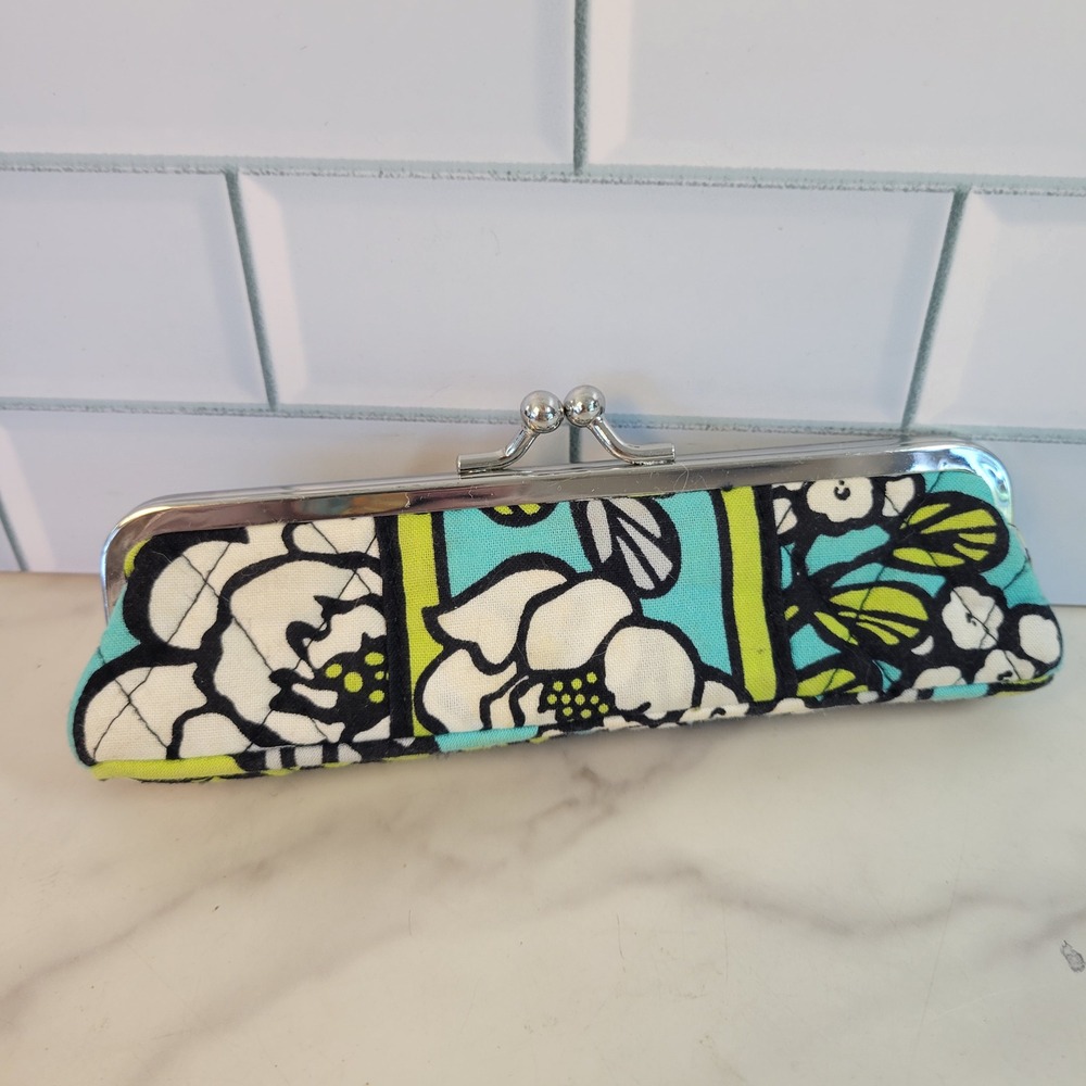 Vera Bradley KissLock Slim Case Floral Pattern Makeup Eyeglass Coin Pencil Pouch